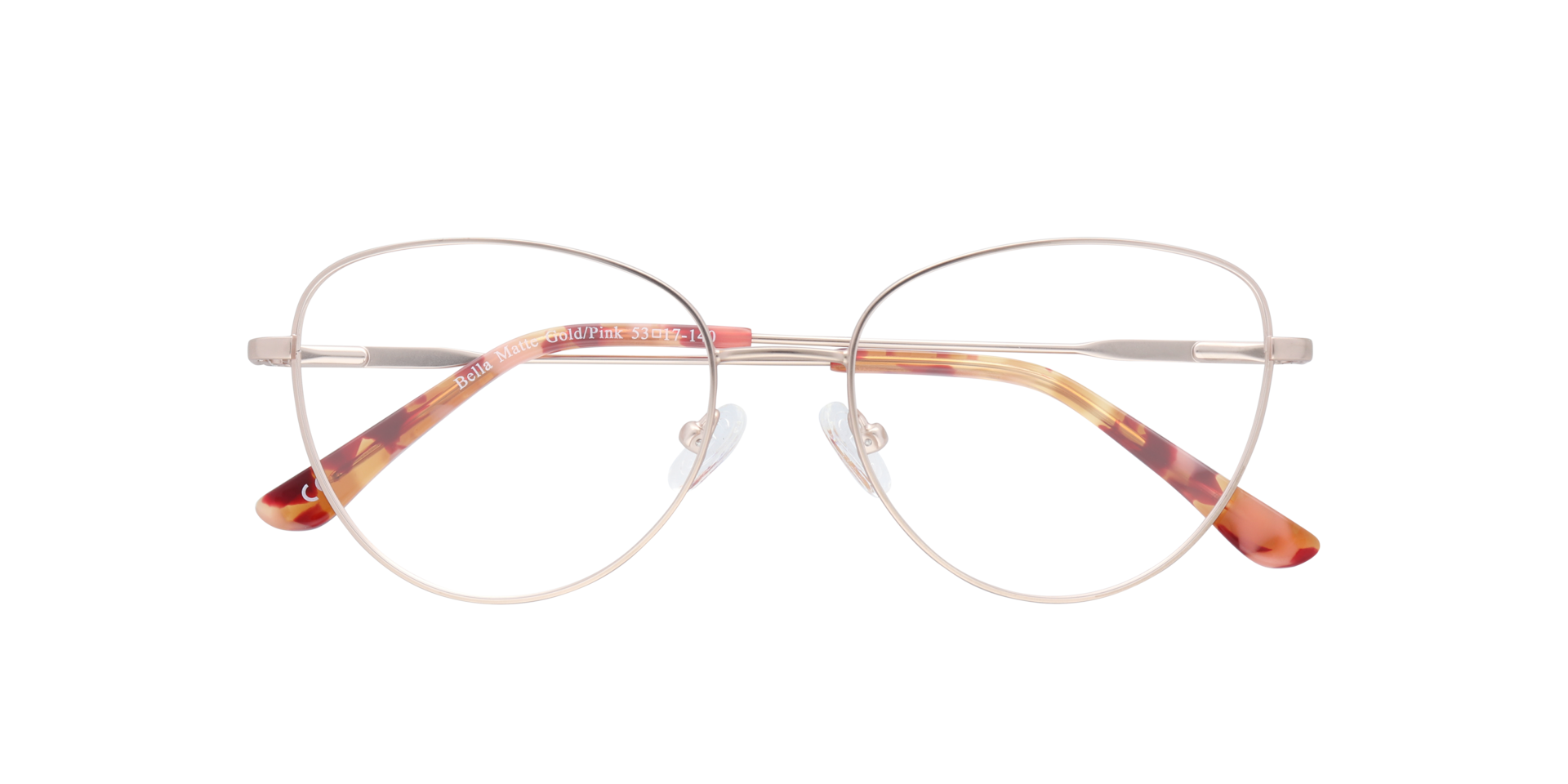 Bella Matte Gold & Pink MetalEyeglass Frames for Glasses Direct, Closed View