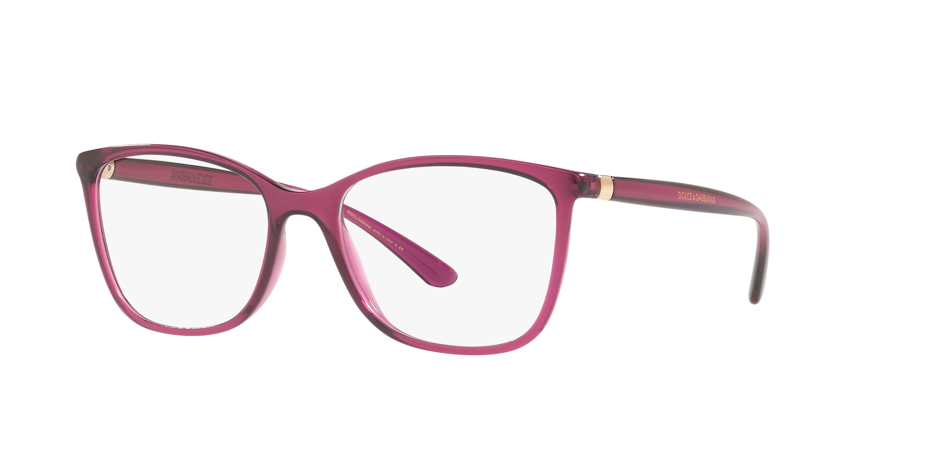 DG5026 Transparent Dark Cherry PlasticEyeglass Frames for Glasses Direct, Angle View