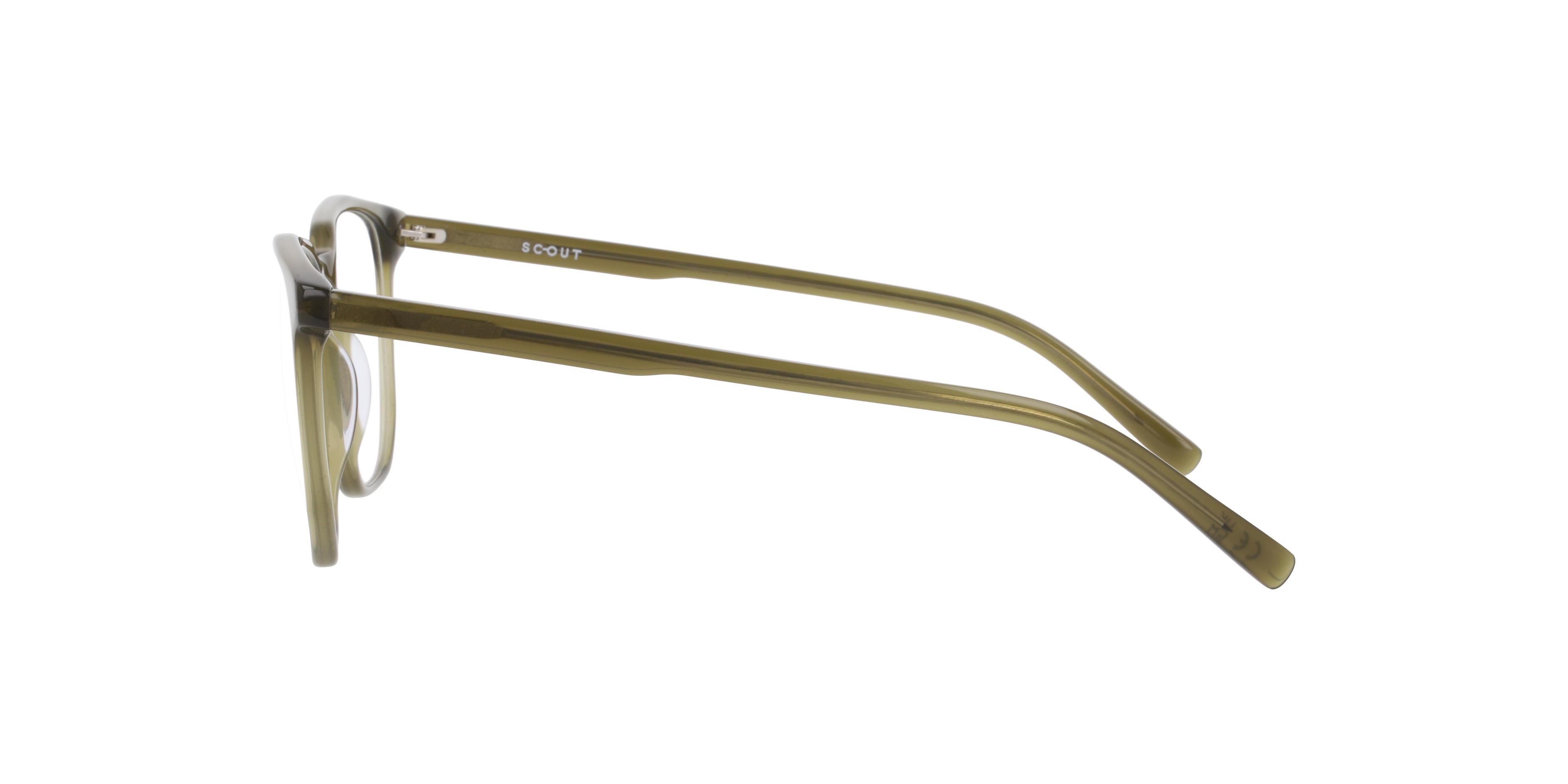 Milton Crystal Khaki AcetateEyeglass Frames for Glasses Direct, Side View