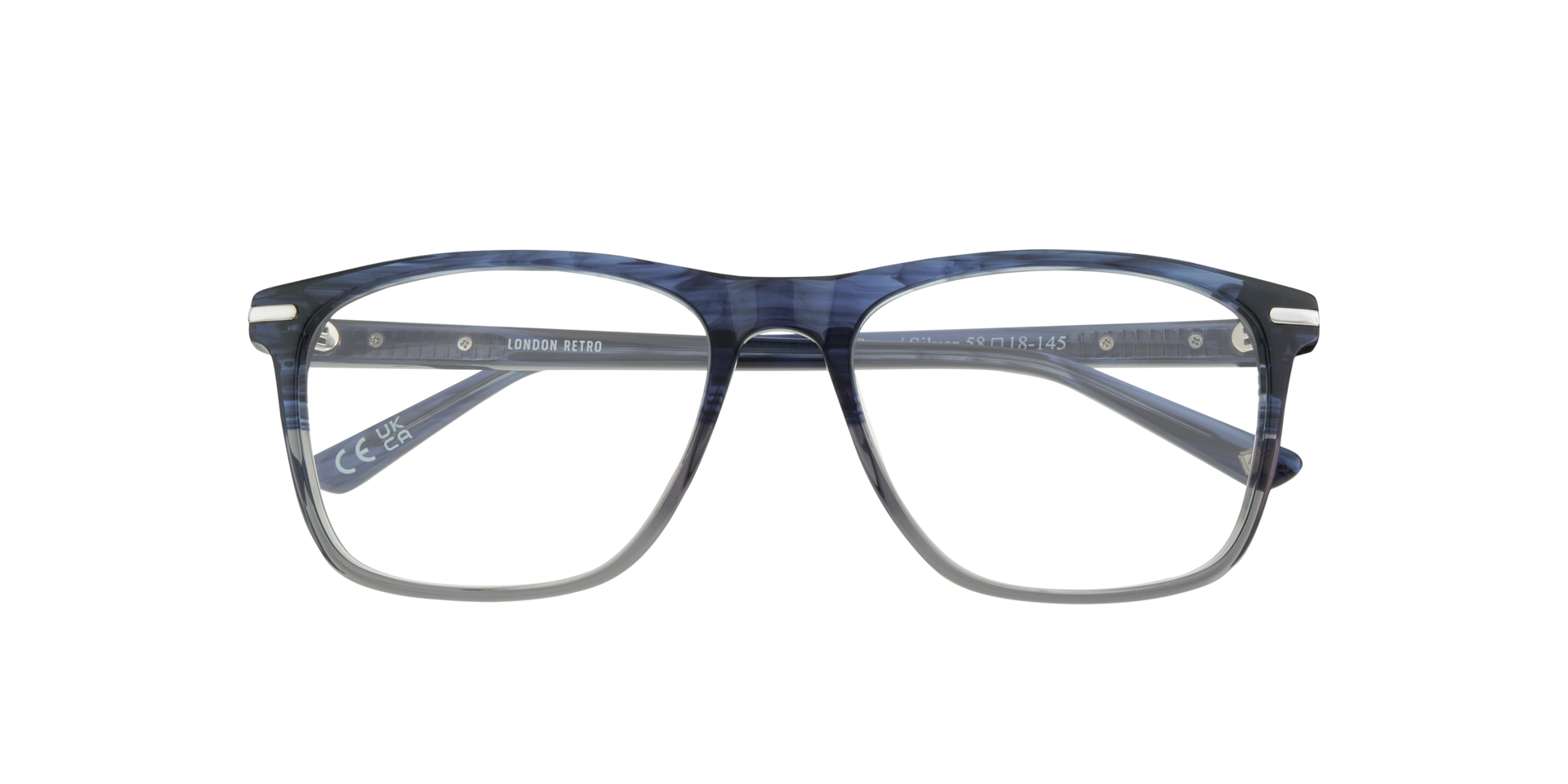 Leyton Blue & Grey & Silver AcetateEyeglass Frames for Glasses Direct, Closed View