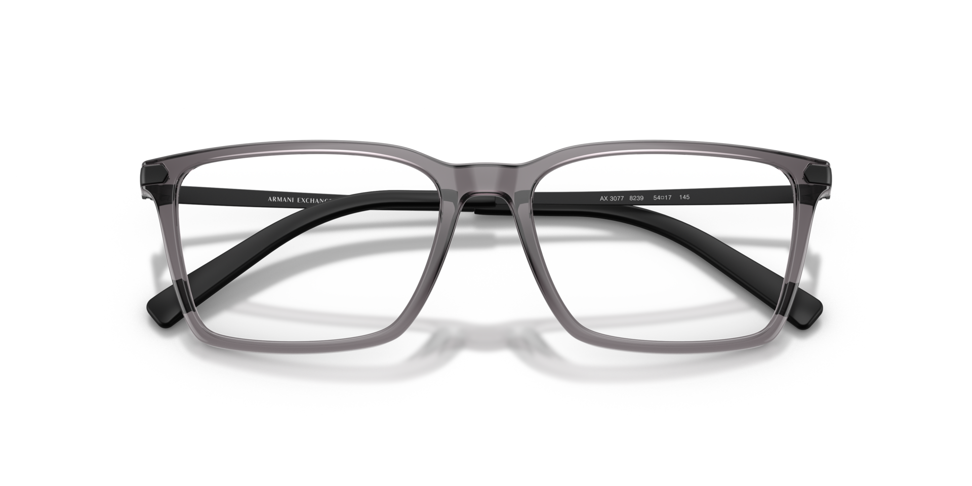 AX3077 Shiny Transparent Grey PlasticEyeglass Frames for Glasses Direct, Closed View