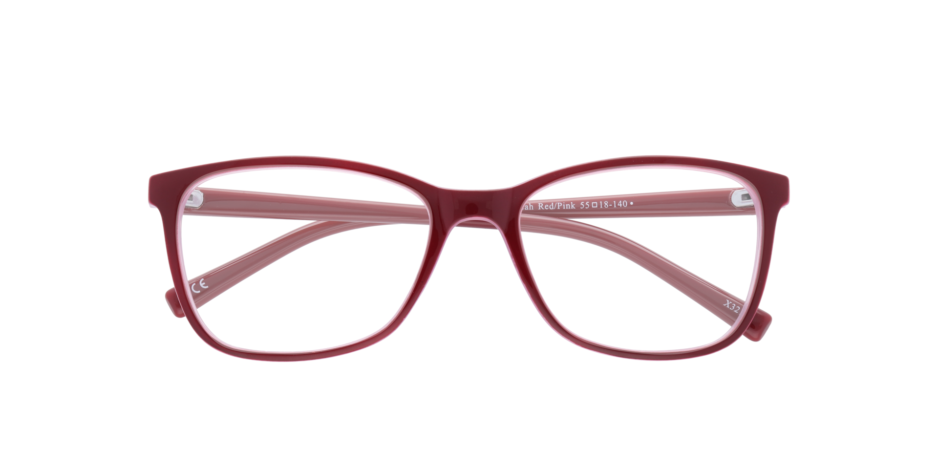 Leah Red & Pink PlasticEyeglass Frames for Glasses Direct, Closed View