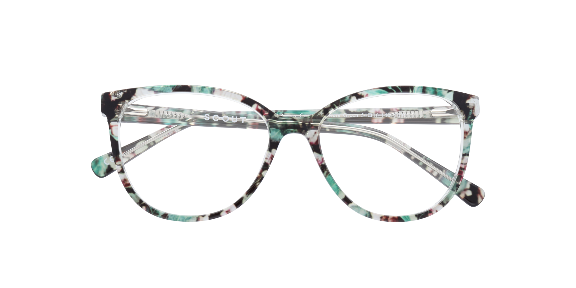 Darcey Crystal & Flowers Green AcetateEyeglass Frames for Glasses Direct, Closed View