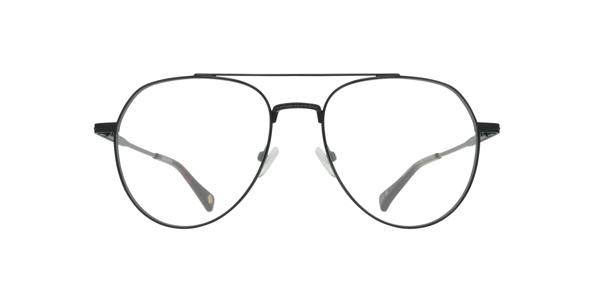 Kensington Shiny Black MetalEyeglass Frames for Glasses Direct, Front View