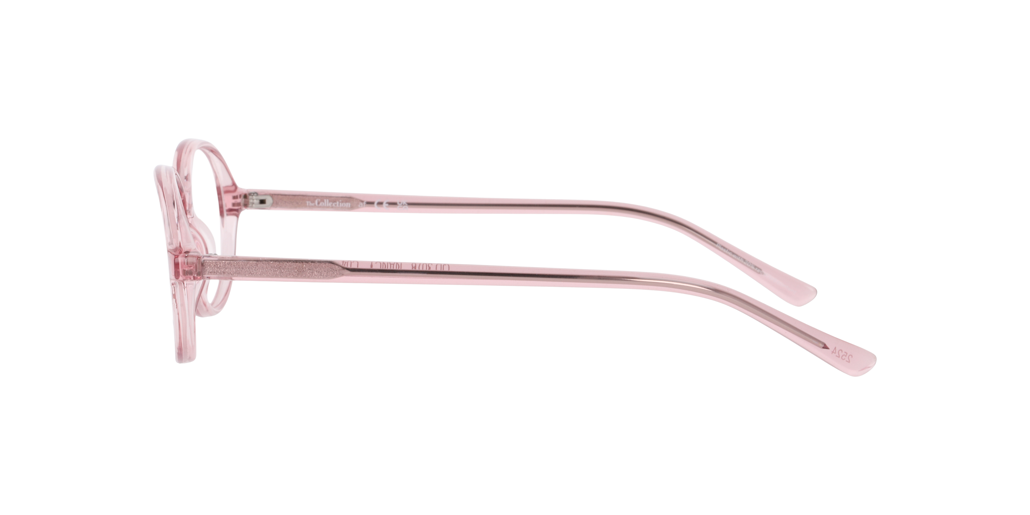 Nancy Transparent Pink PlasticEyeglass Frames for Glasses Direct, Side View