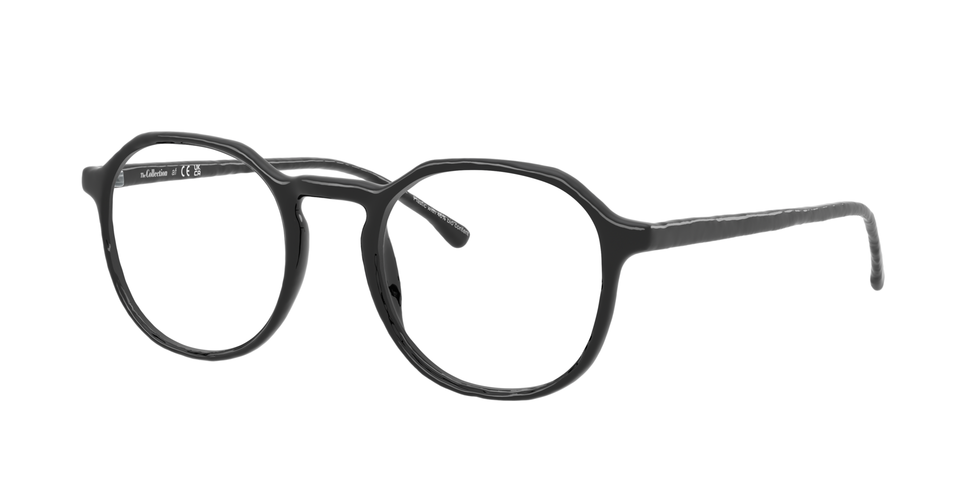 Marty Black PlasticEyeglass Frames for Glasses Direct, Angle View