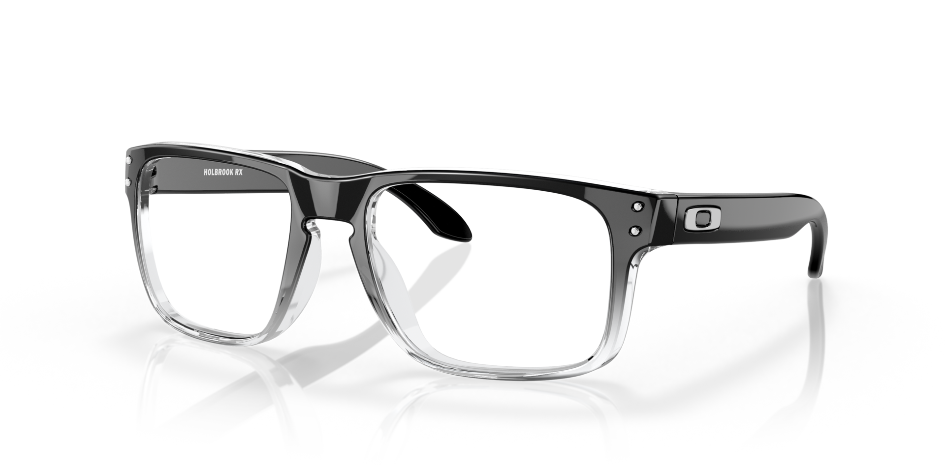 Holbrook™ Polished Black Clear Fade PlasticEyeglass Frames for Glasses Direct, Angle View