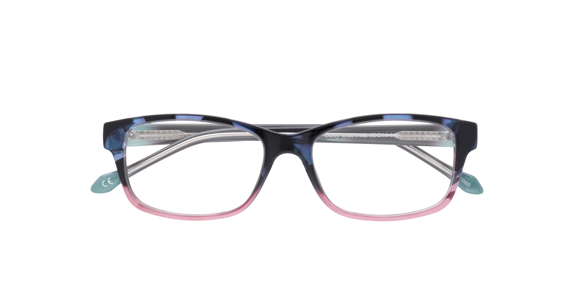 Daisy Blue & Pink PlasticEyeglass Frames for Glasses Direct, Closed View