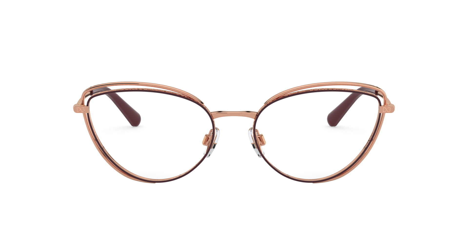 DG1326 Pink Gold & Bordeaux MetalEyeglass Frames for Glasses Direct, Front View
