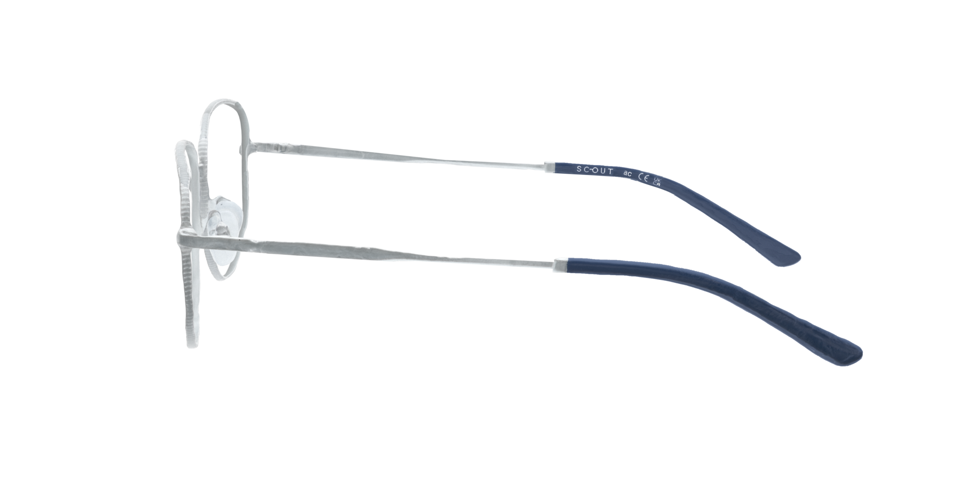 Monk Shiny Silver MetalEyeglass Frames for Glasses Direct, Side View