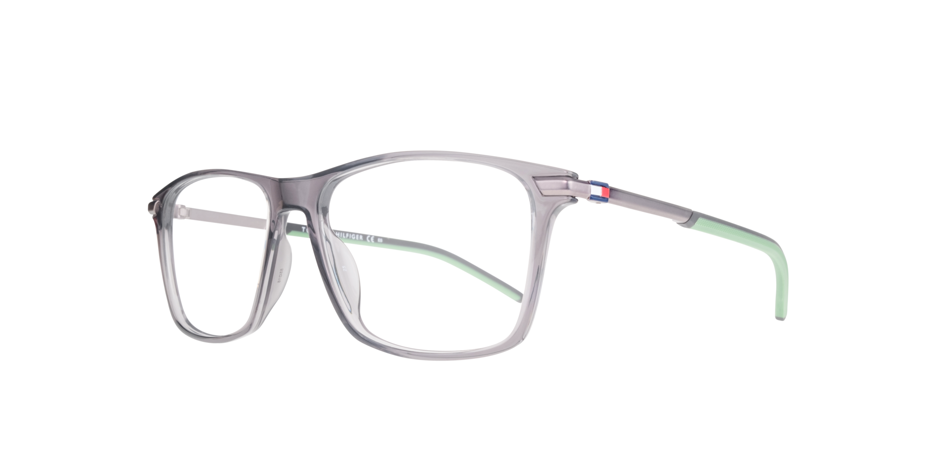 TH 1995 Grey PlasticEyeglass Frames for Glasses Direct, Angle View