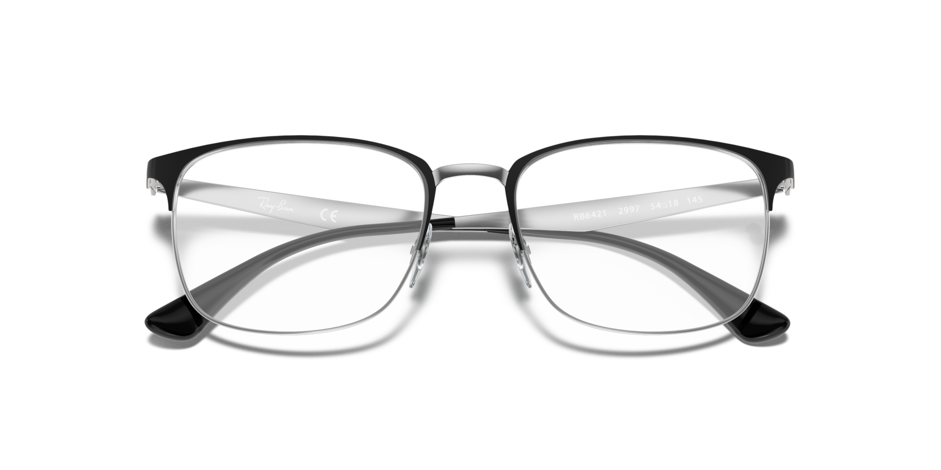 RB6421 Black On Silver MetalEyeglass Frames for Glasses Direct, Closed View