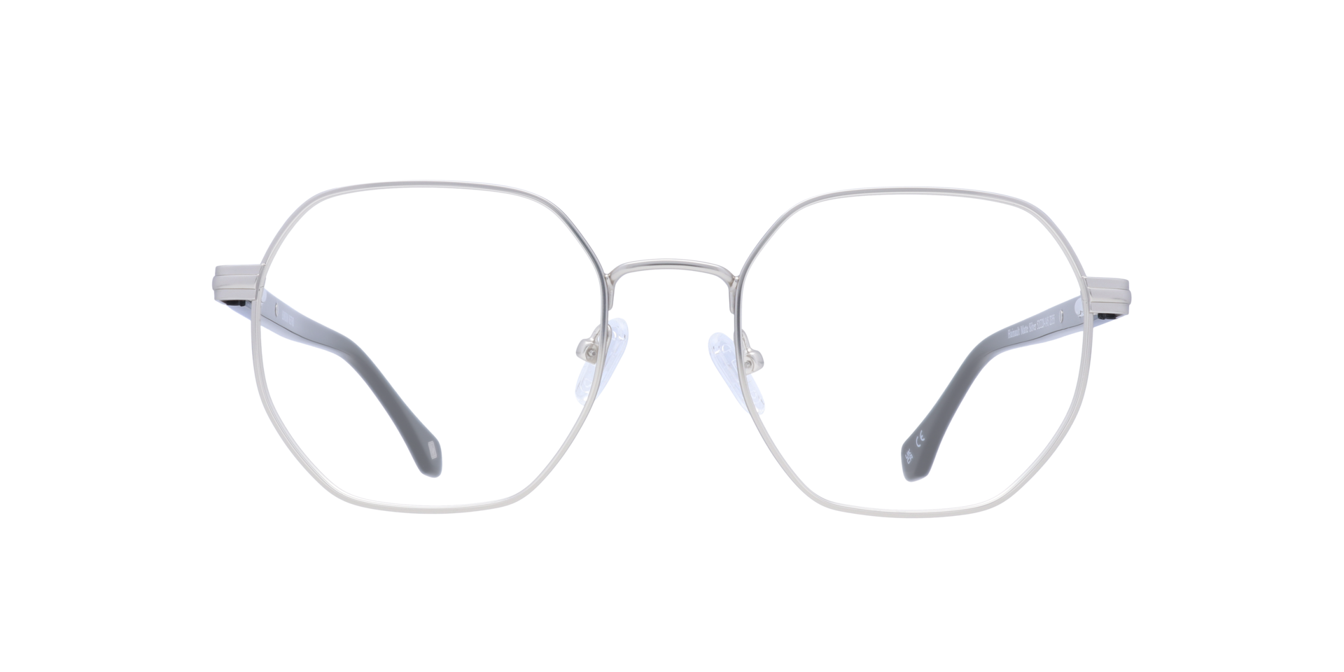 Hainault Matte Silver MetalEyeglass Frames for Glasses Direct, Front View