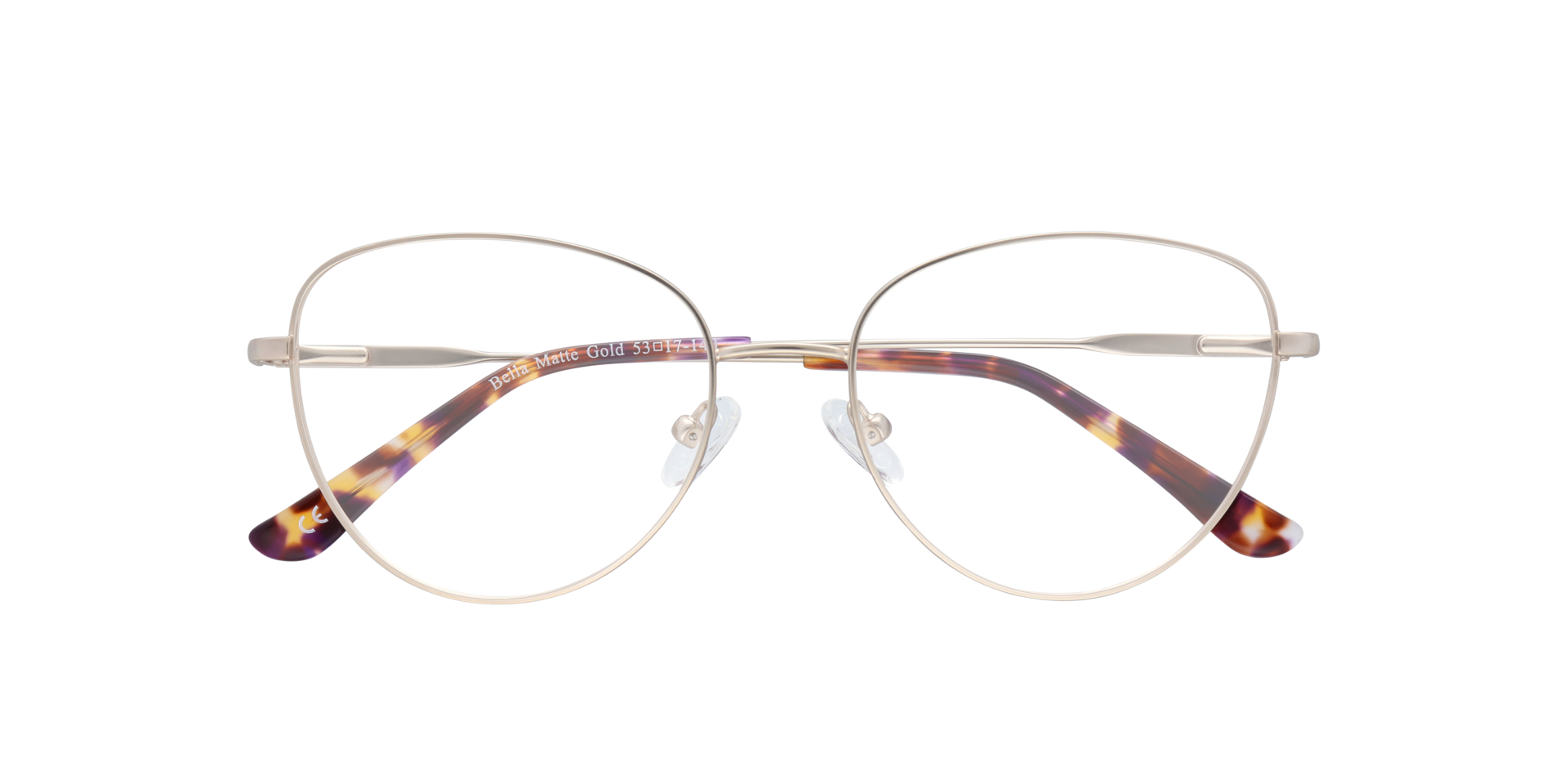 Bella Matte Gold MetalEyeglass Frames for Glasses Direct, Closed View