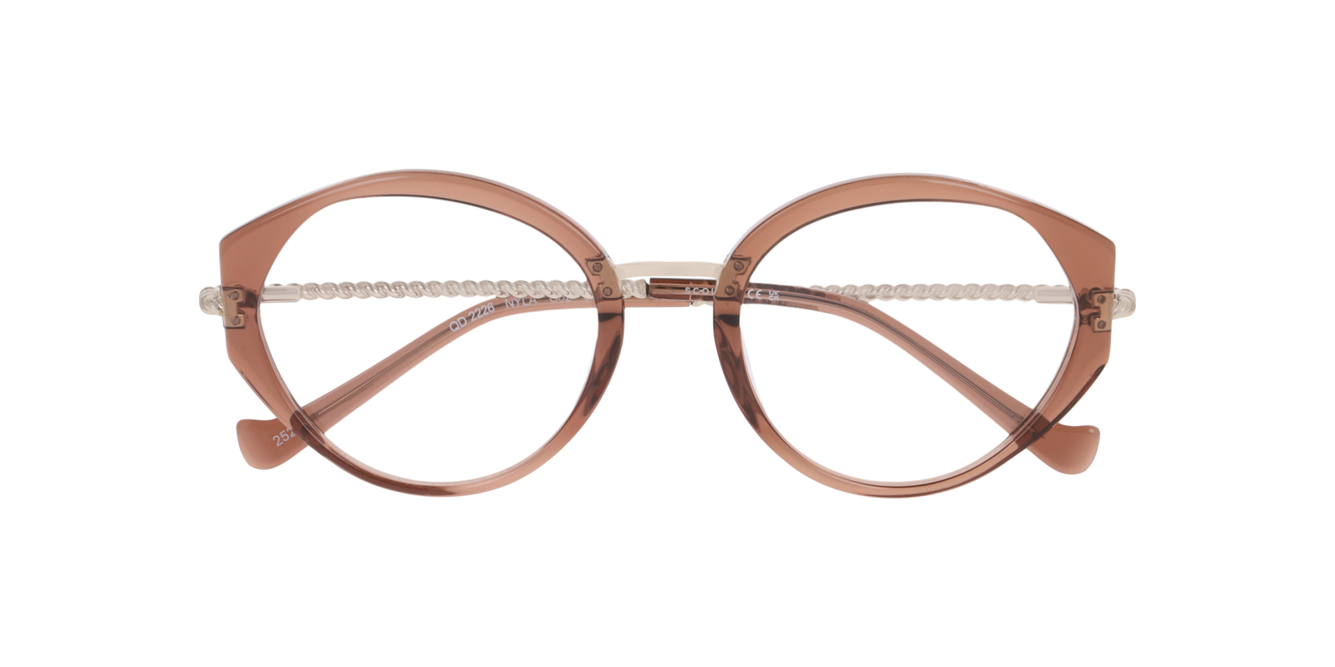 Nyla Crystal Brown AcetateEyeglass Frames for Glasses Direct, Closed View