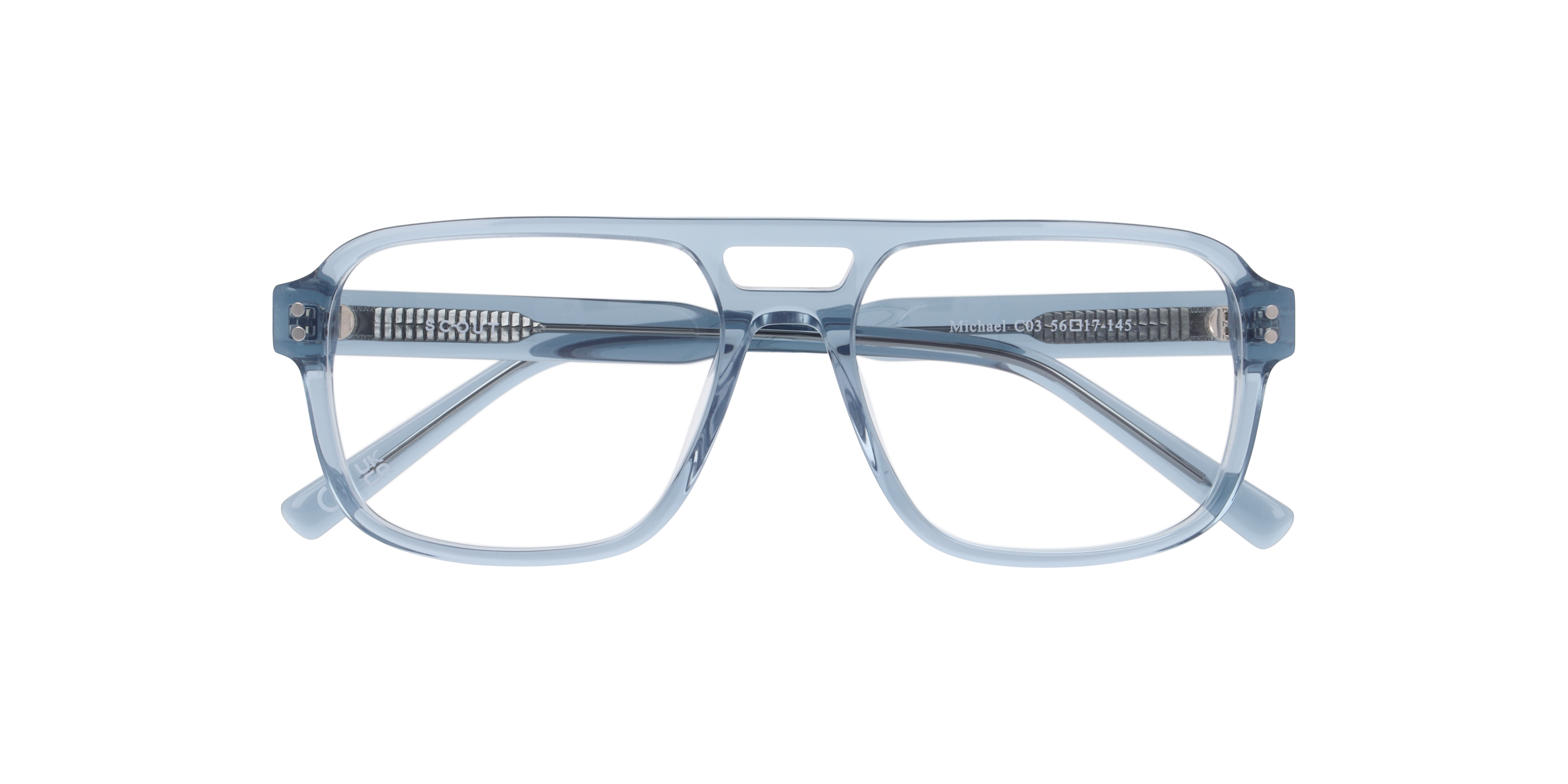 Michael Crystal Blue AcetateEyeglass Frames for Glasses Direct, Closed View