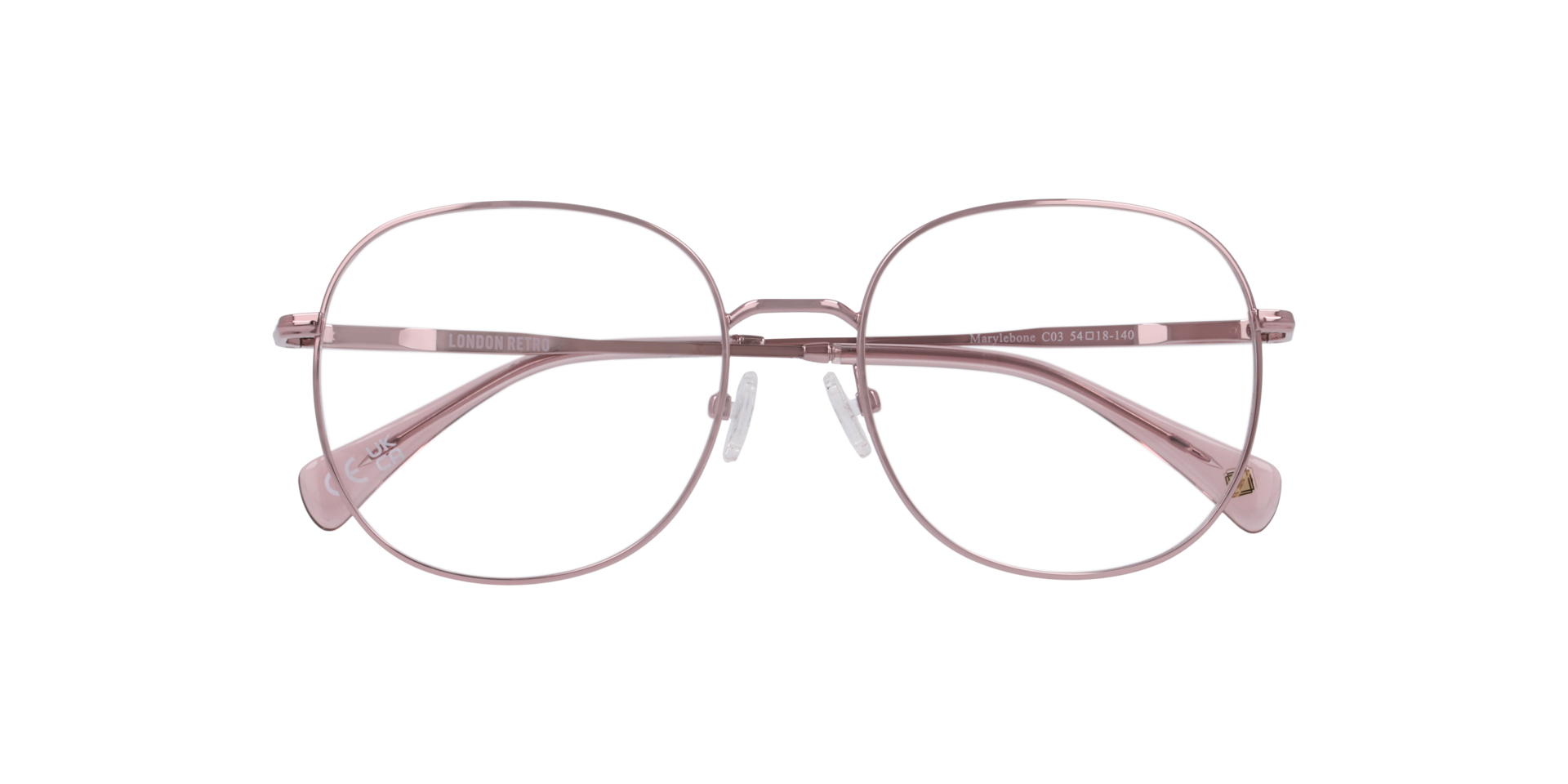 Marylebone Pink MetalEyeglass Frames for Glasses Direct, Closed View