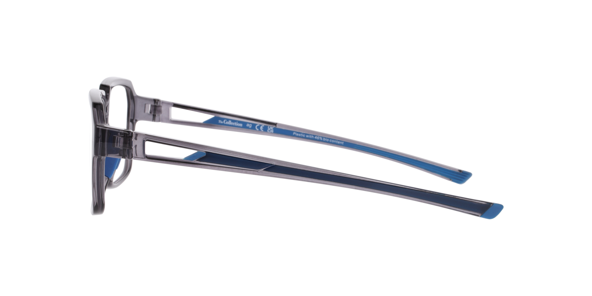 Nelson Blue & Grey PlasticEyeglass Frames for Glasses Direct, Side View
