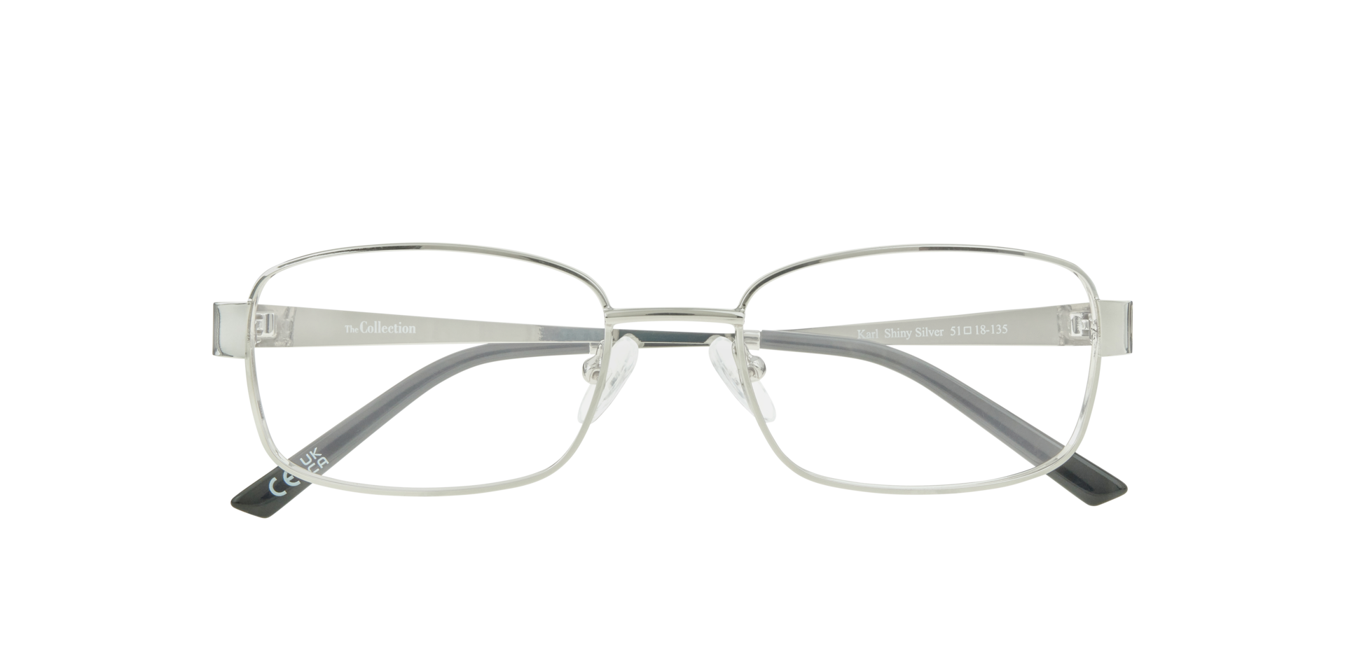 Karl Shiny Silver MetalEyeglass Frames for Glasses Direct, Closed View