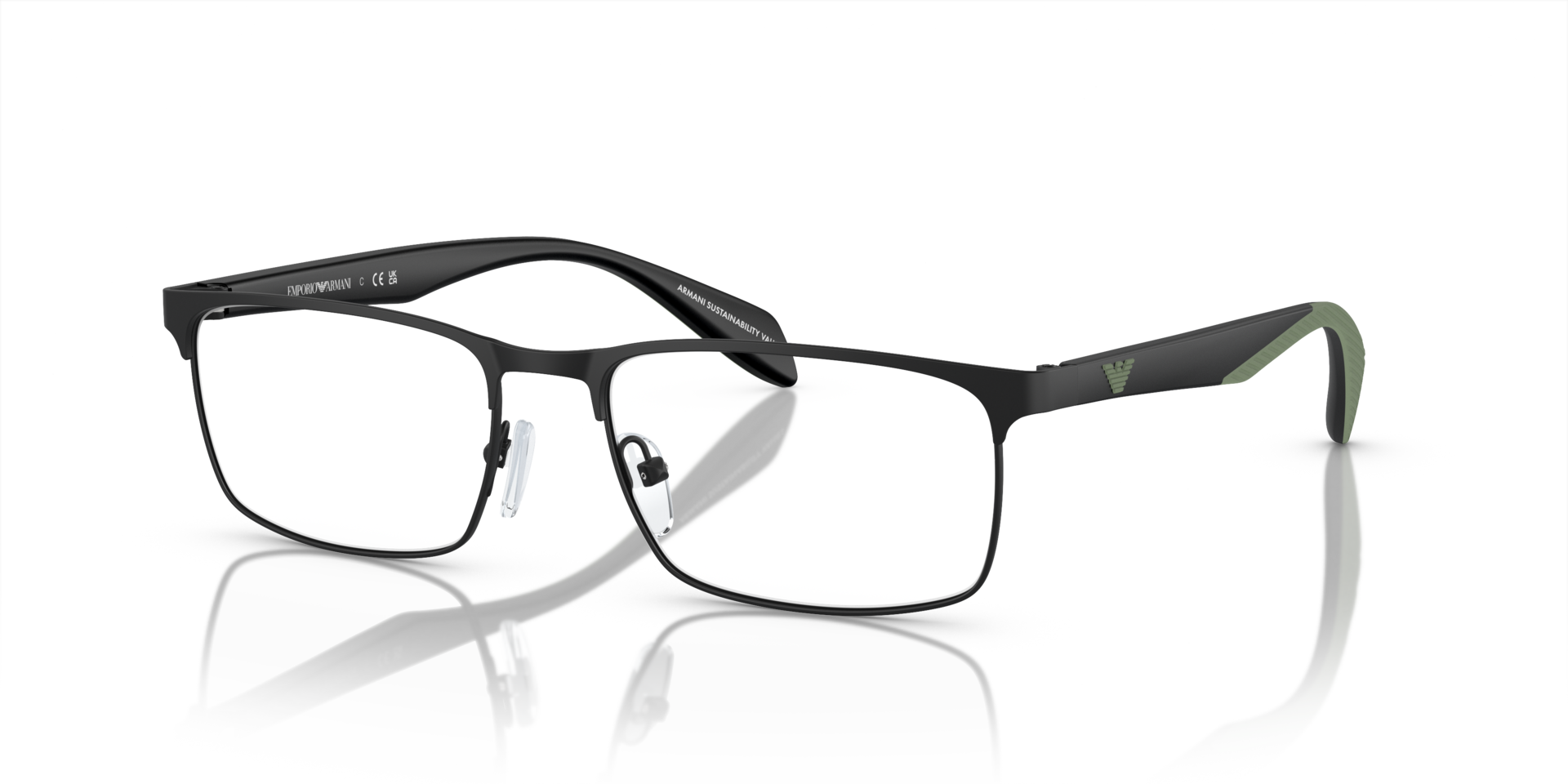 EA1149 Matte Black MetalEyeglass Frames for Glasses Direct, Angle View