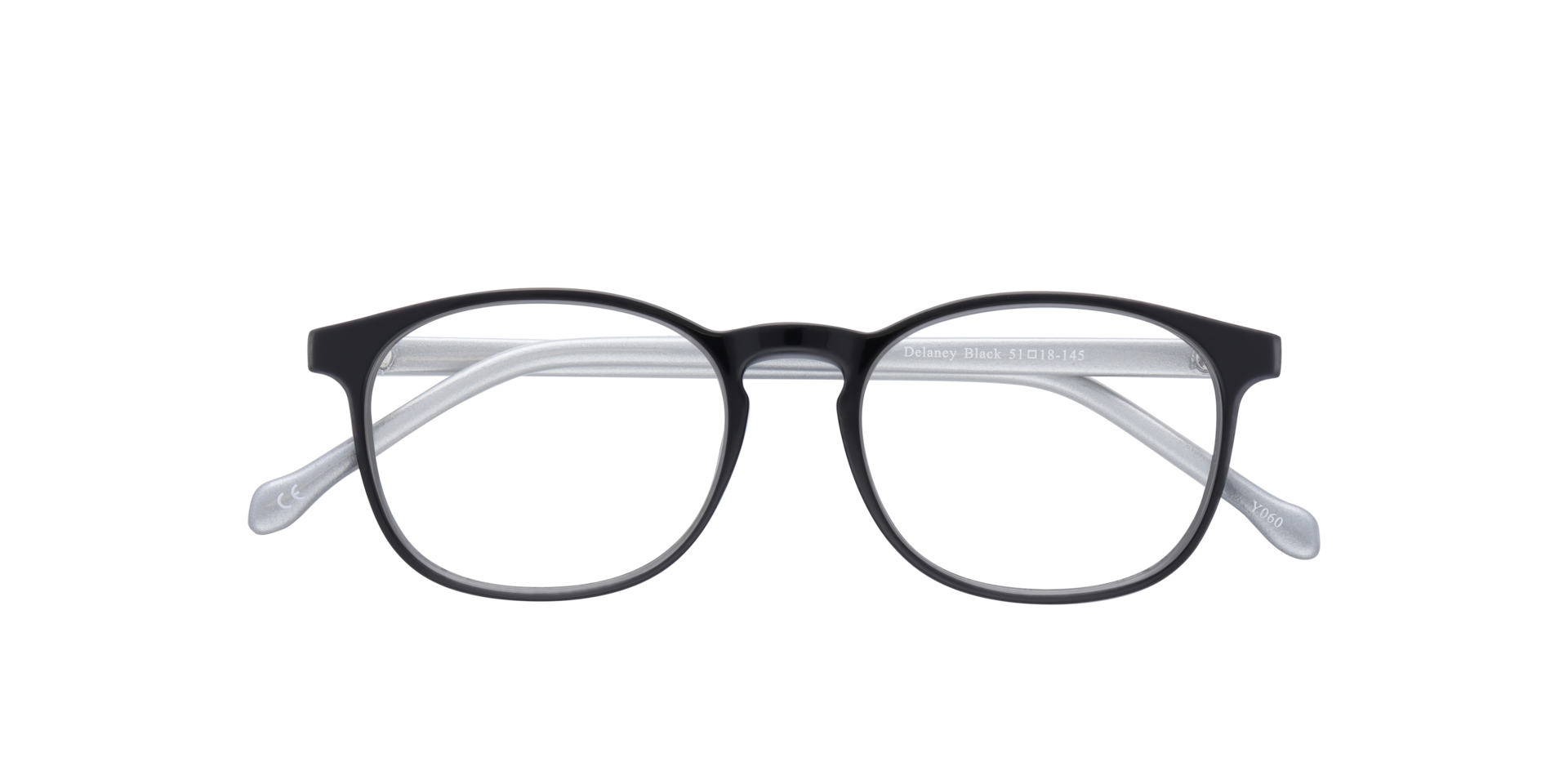 Delaney Black PlasticEyeglass Frames for Glasses Direct, Closed View