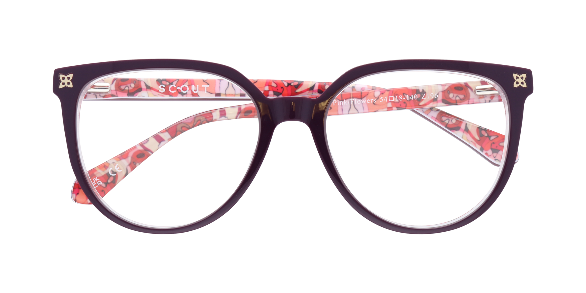 Gloria Milky Dark Pink  &  Flowers AcetateEyeglass Frames for Glasses Direct, Closed View