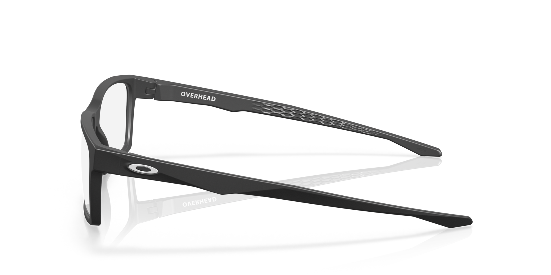 Overhead Satin Black PlasticEyeglass Frames for Glasses Direct, Side View