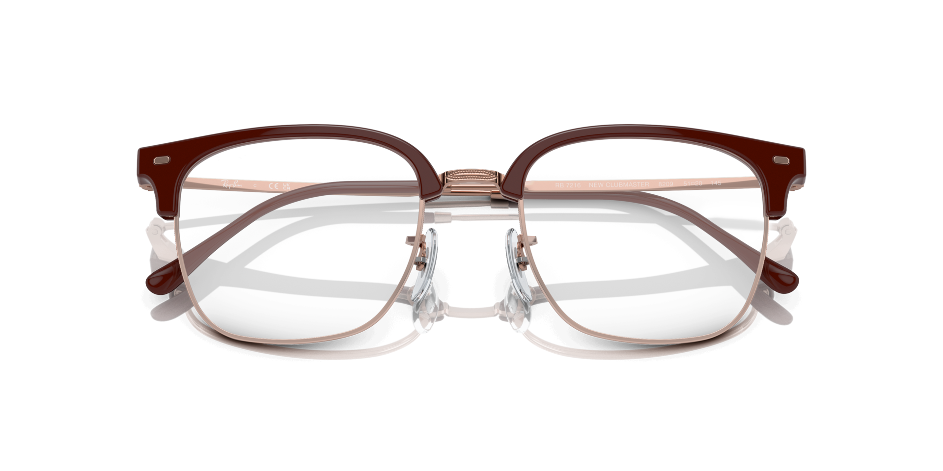 New Clubmaster Optics Bordeaux On Rose Gold PlasticEyeglass Frames for Glasses Direct, Closed View