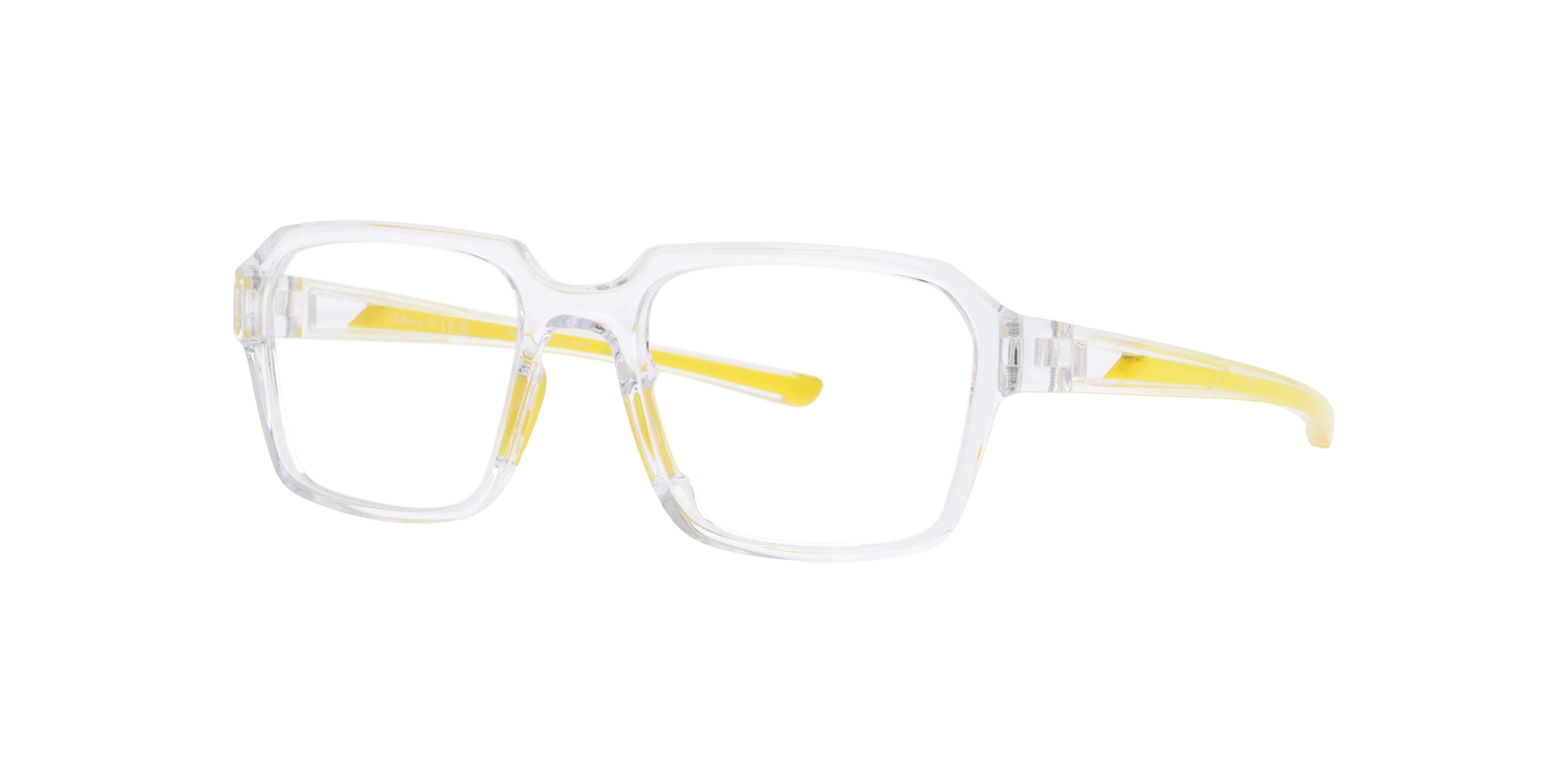 Nelson Yellow & Transparent Clear PlasticEyeglass Frames for Glasses Direct, Angle View