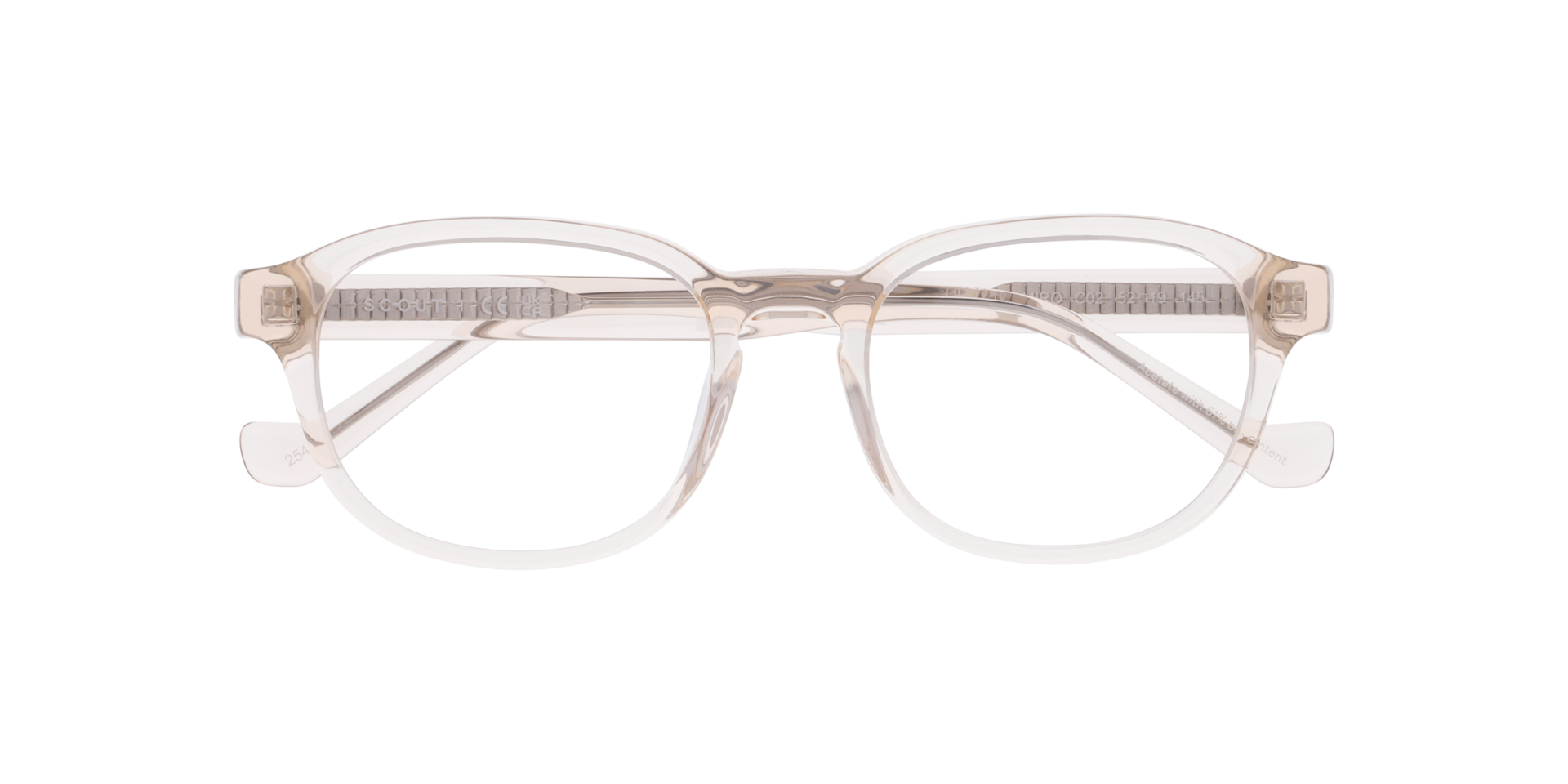 Miró Transparent Light Brown AcetateEyeglass Frames for Glasses Direct, Closed View