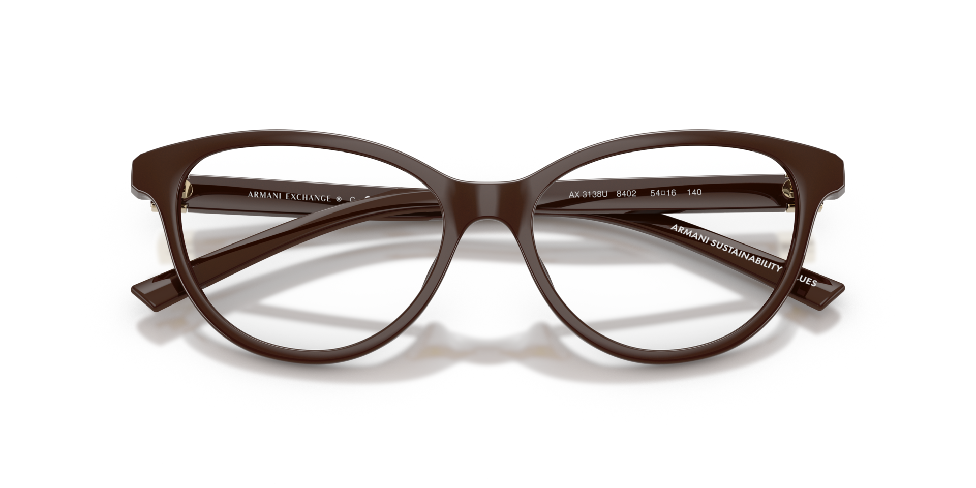 AX3138U Shiny Dark Brown PlasticEyeglass Frames for Glasses Direct, Closed View