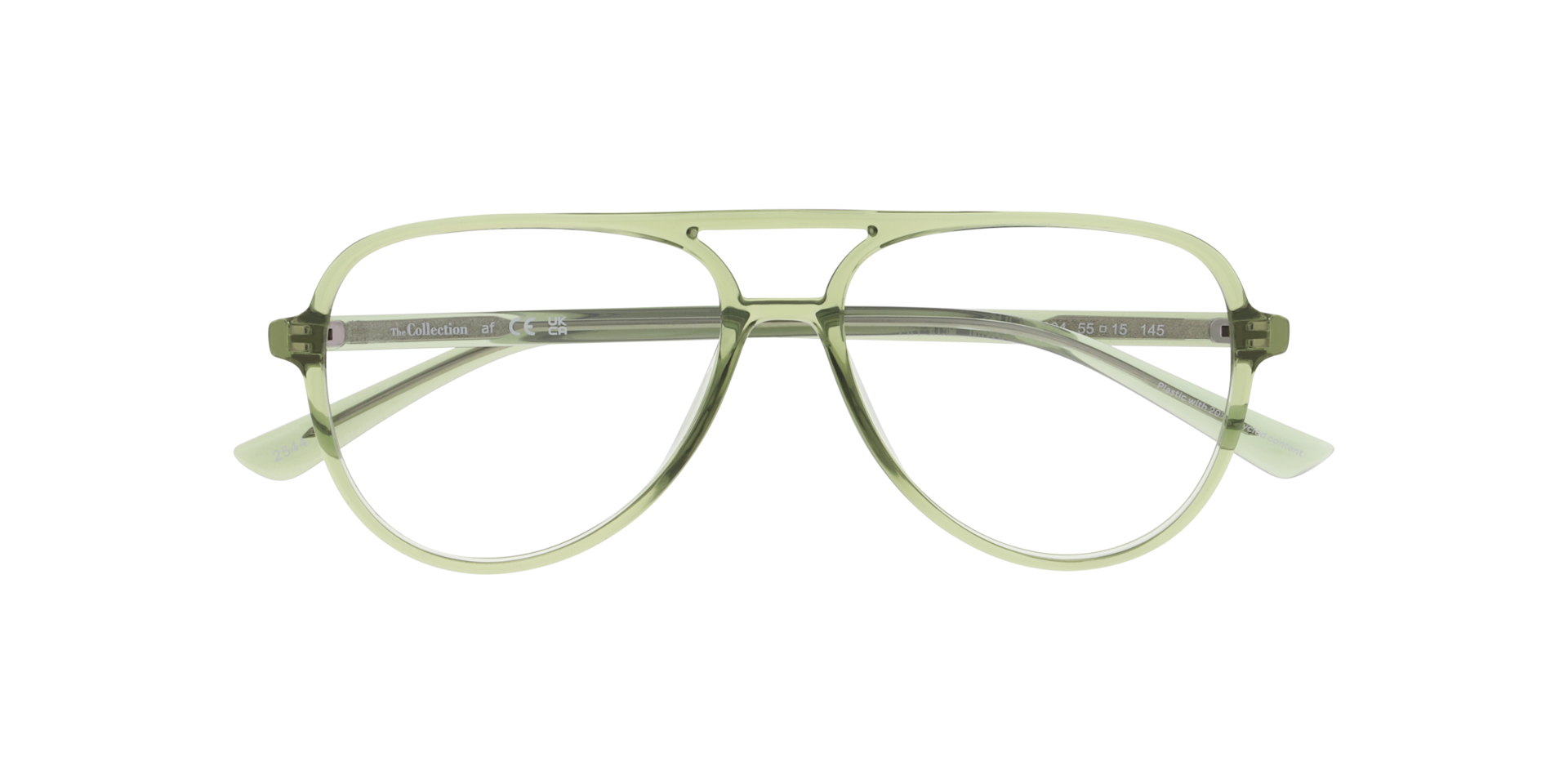 Miguel Transparent Green PlasticEyeglass Frames for Glasses Direct, Closed View