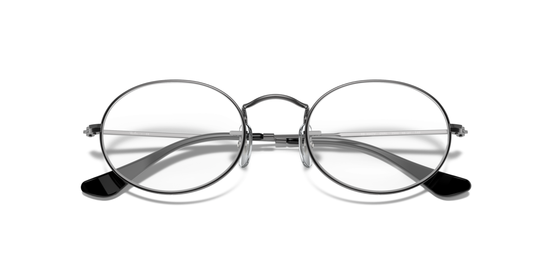Oval Optics Gunmetal MetalEyeglass Frames for Glasses Direct, Closed View