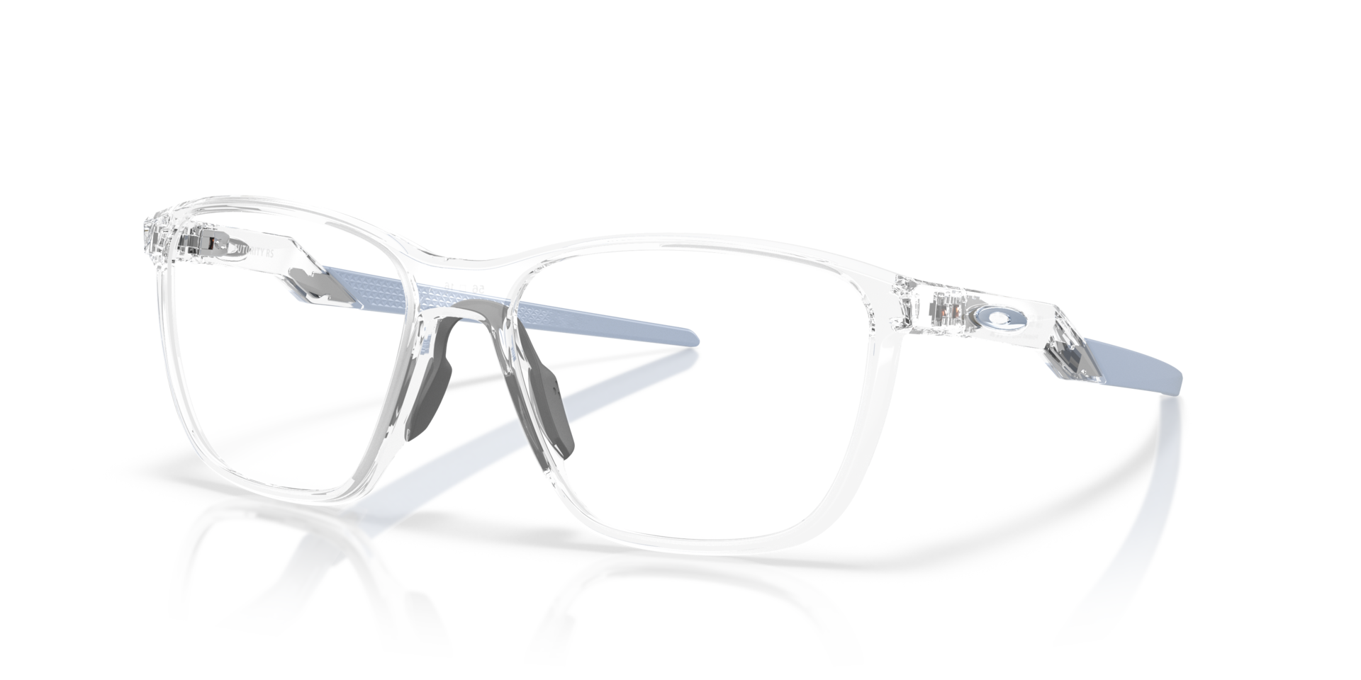 Futurity RS Polished Clear PlasticEyeglass Frames for Glasses Direct, Angle View