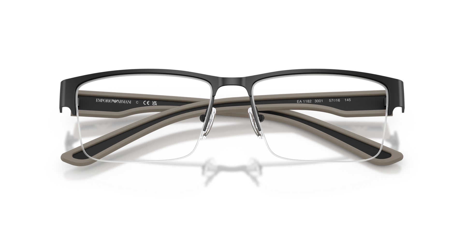 EA1182 Rubberized Matte Black MetalEyeglass Frames for Glasses Direct, Closed View