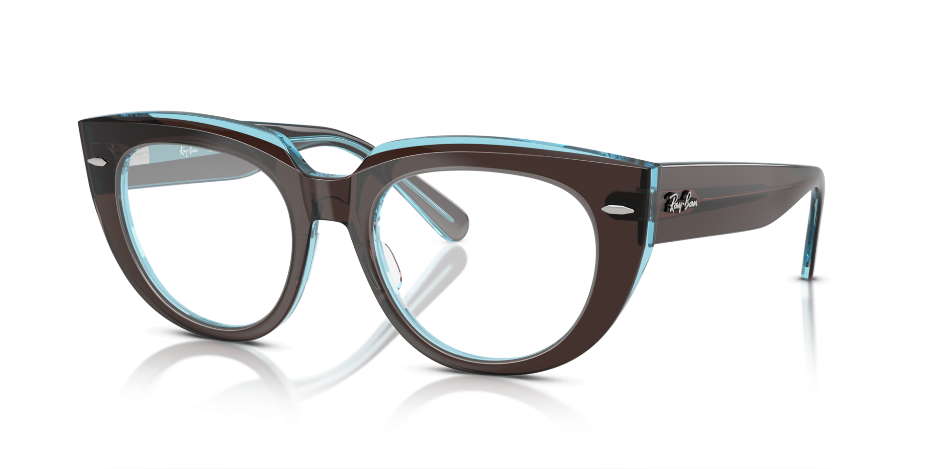 Doreen Optics Brown On Transparent Blue AcetateEyeglass Frames for Glasses Direct, Angle View