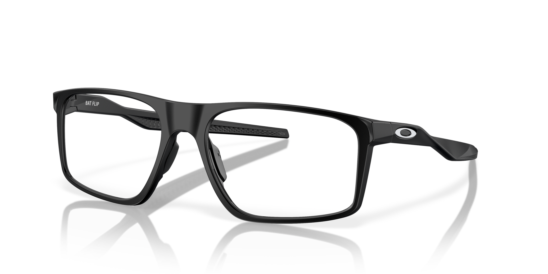 Bat Flip Satin Black PlasticEyeglass Frames for Glasses Direct, Angle View