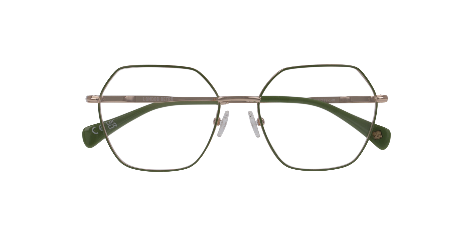 Mitcham Green On Gold MetalEyeglass Frames for Glasses Direct, Closed View