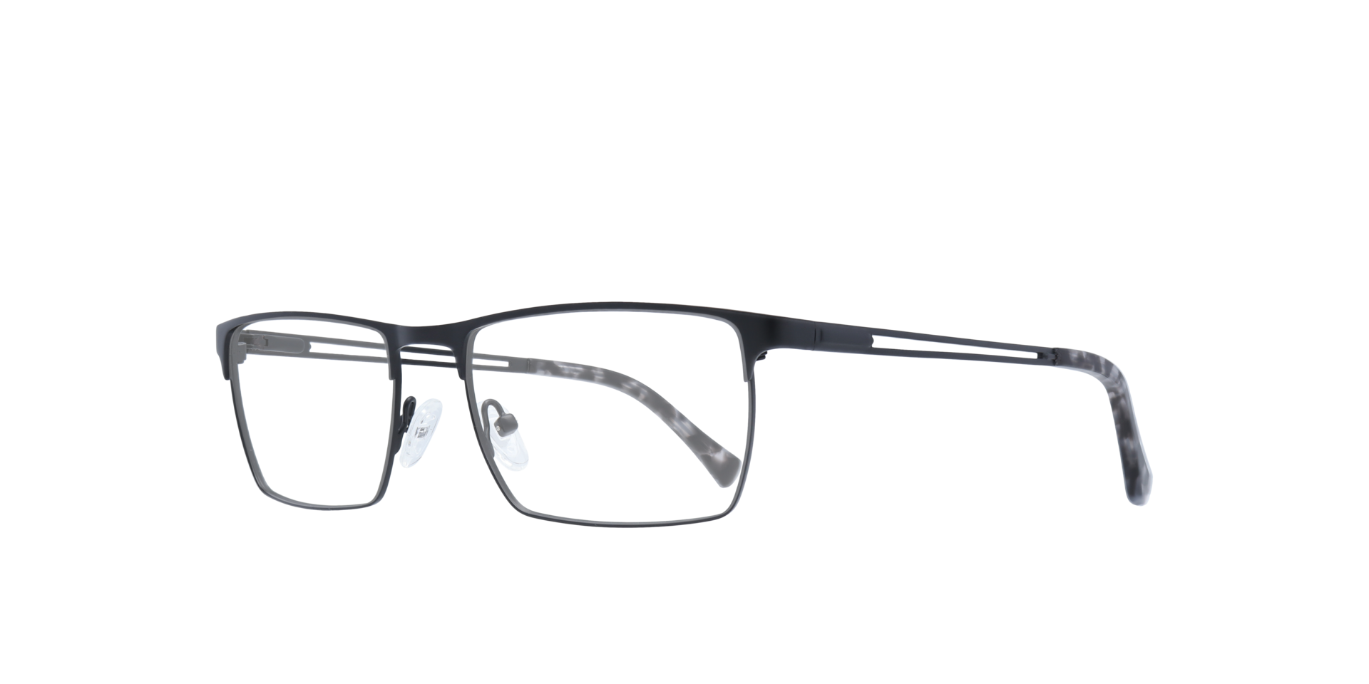 Abraham Matte Black MetalEyeglass Frames for Glasses Direct, Angle View