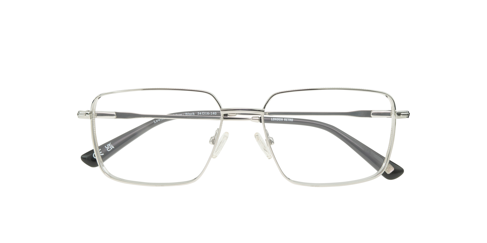 Lewisham Silver & Black MetalEyeglass Frames for Glasses Direct, Closed View
