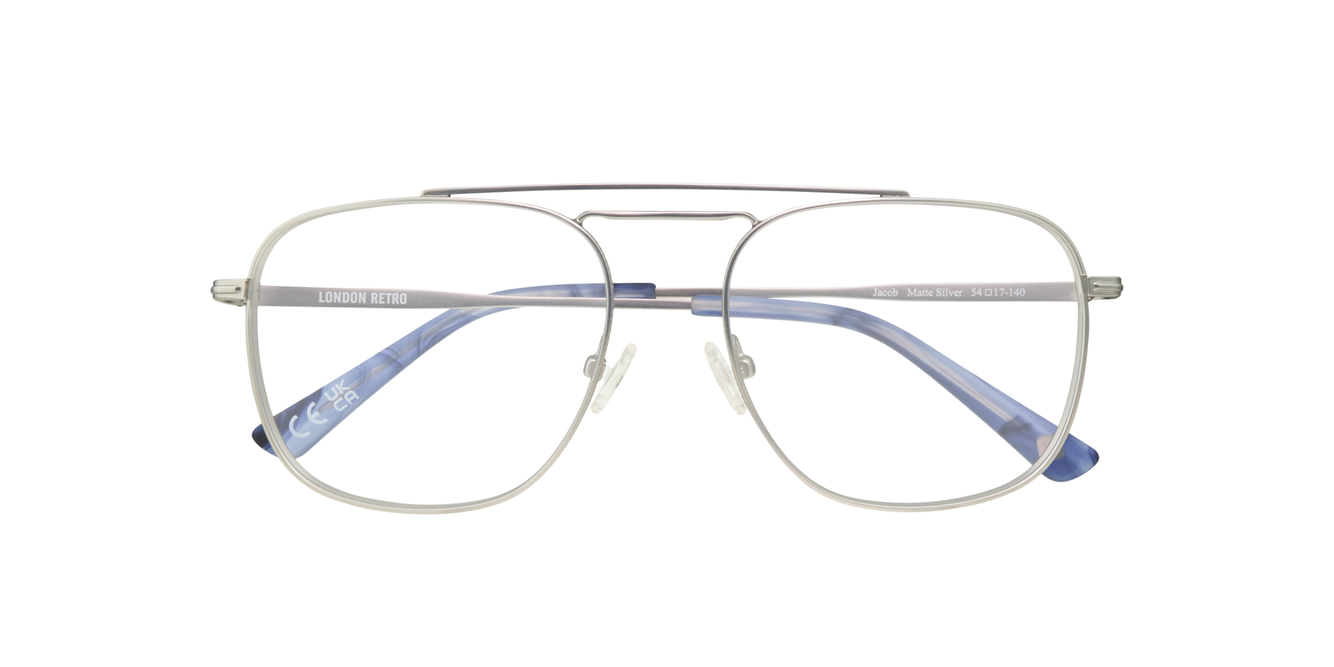 Jacob Matte Silver MetalEyeglass Frames for Glasses Direct, Closed View
