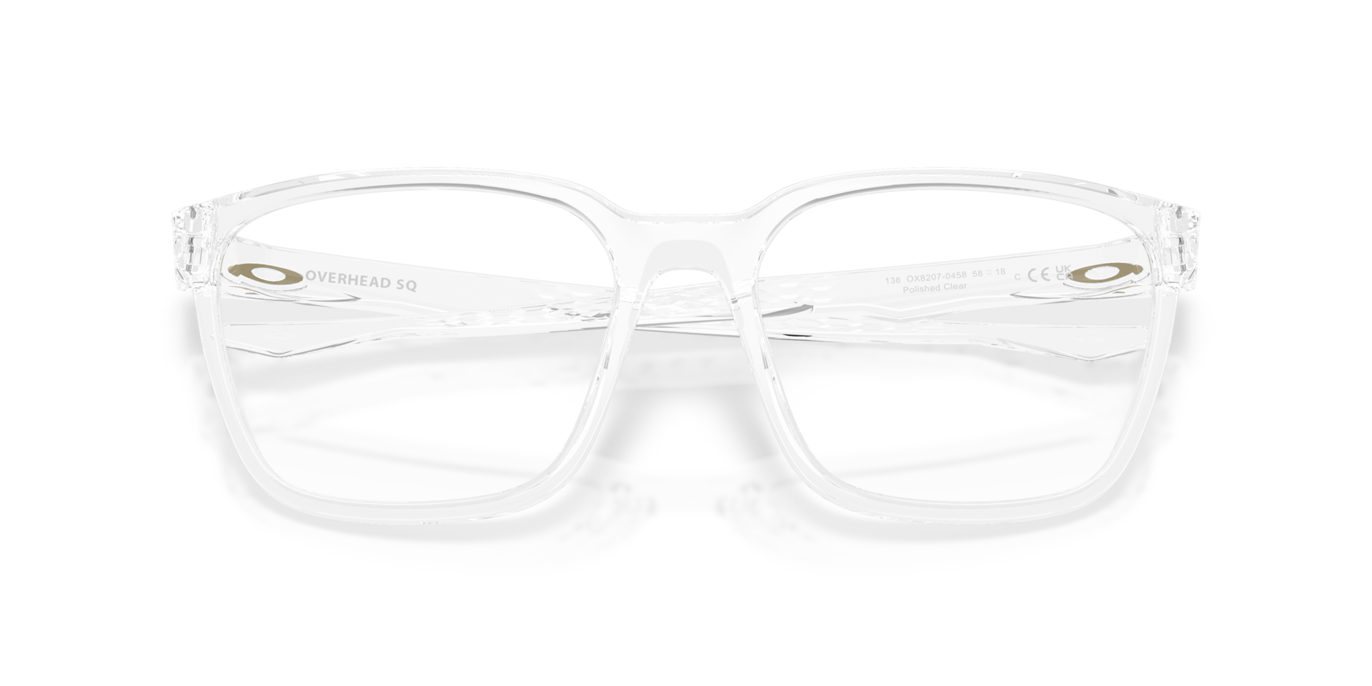 Overhead SQ Polished Clear PlasticEyeglass Frames for Glasses Direct, Closed View