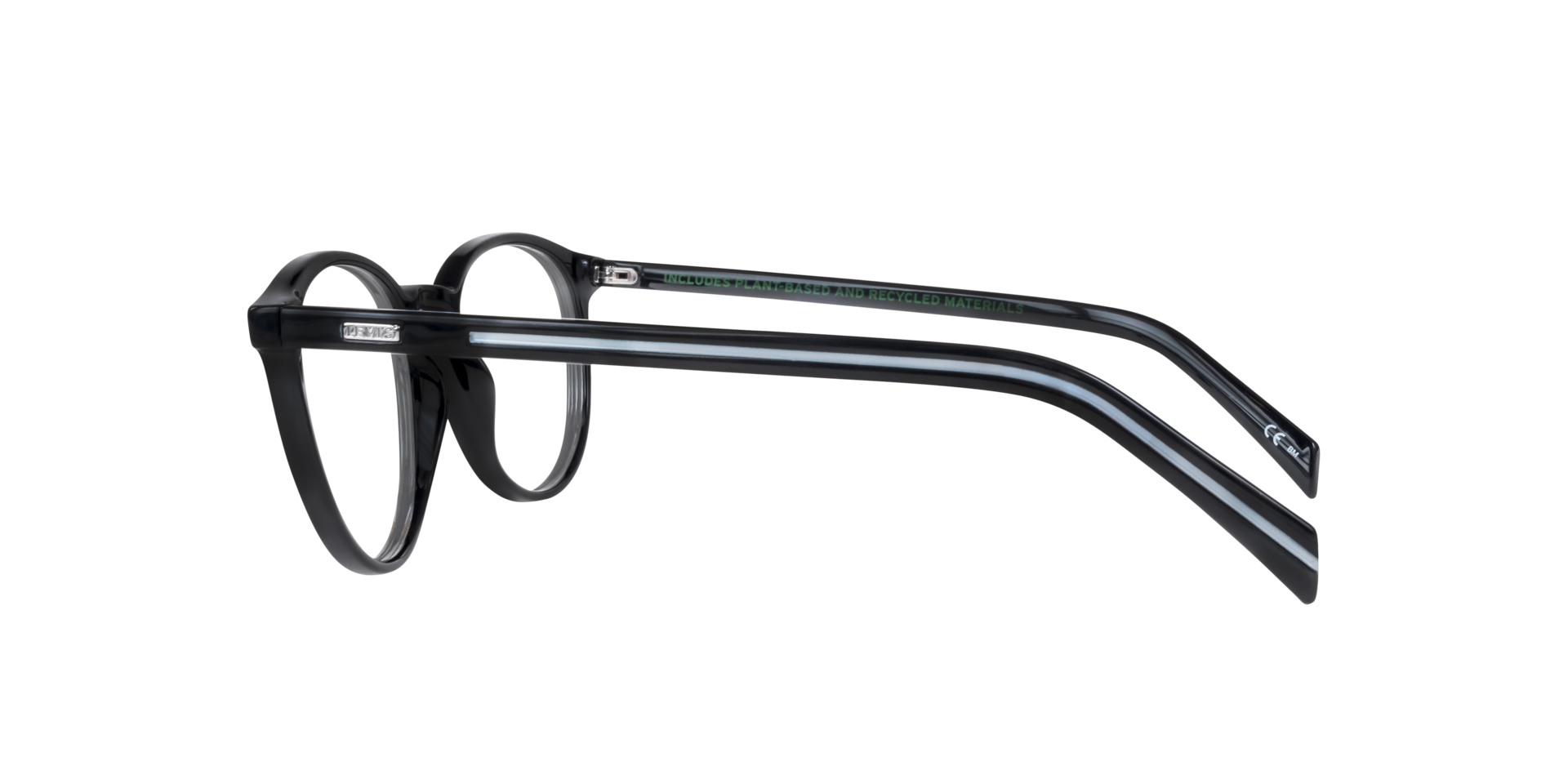 LV 5048 Black Shiny PlasticEyeglass Frames for Glasses Direct, Side View