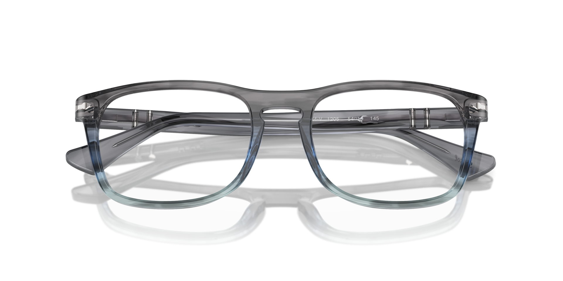 PO3344V Striped Grey Gradient Blue AcetateEyeglass Frames for Glasses Direct, Closed View