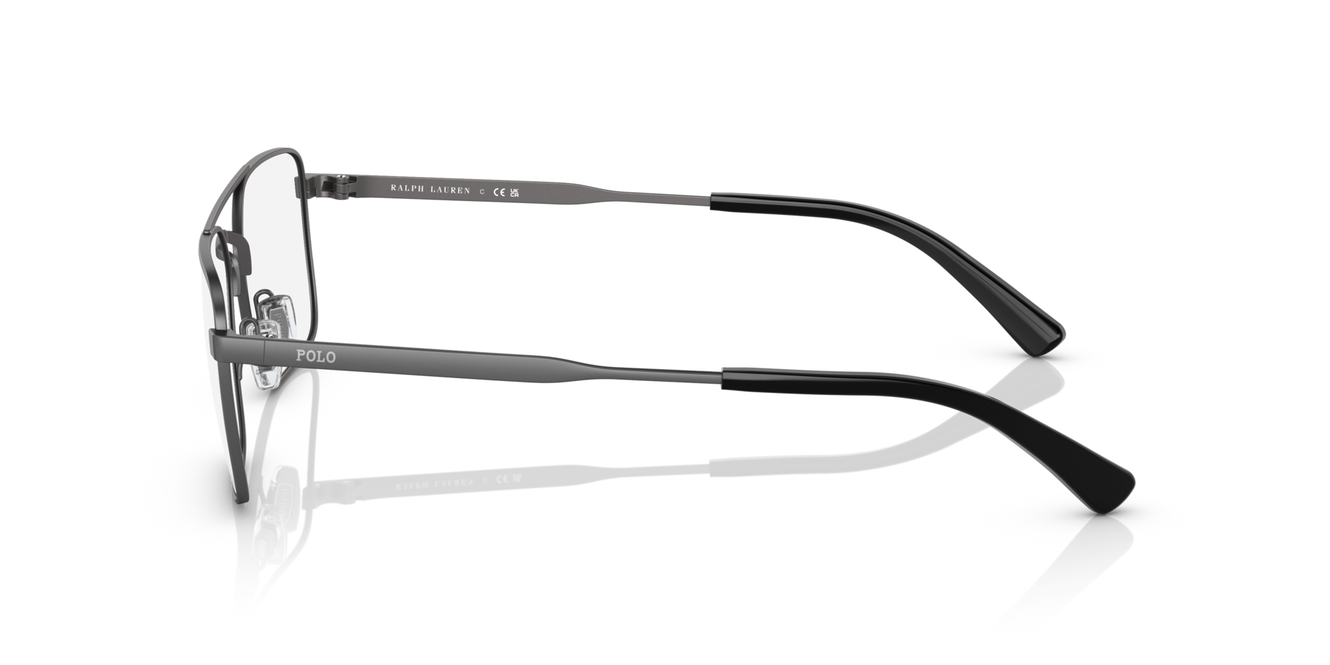 PH1216 Semishiny Dark Gunmetal MetalEyeglass Frames for Glasses Direct, Side View