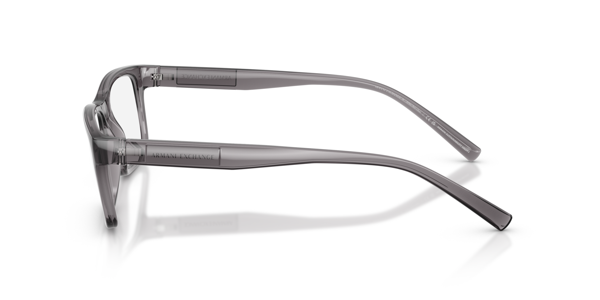 AX3115 Shiny Transparent Grey PlasticEyeglass Frames for Glasses Direct, Side View
