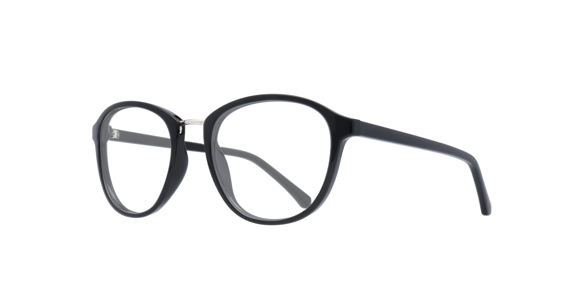 Cassidy Shiny Black PlasticEyeglass Frames for Glasses Direct, Angle View