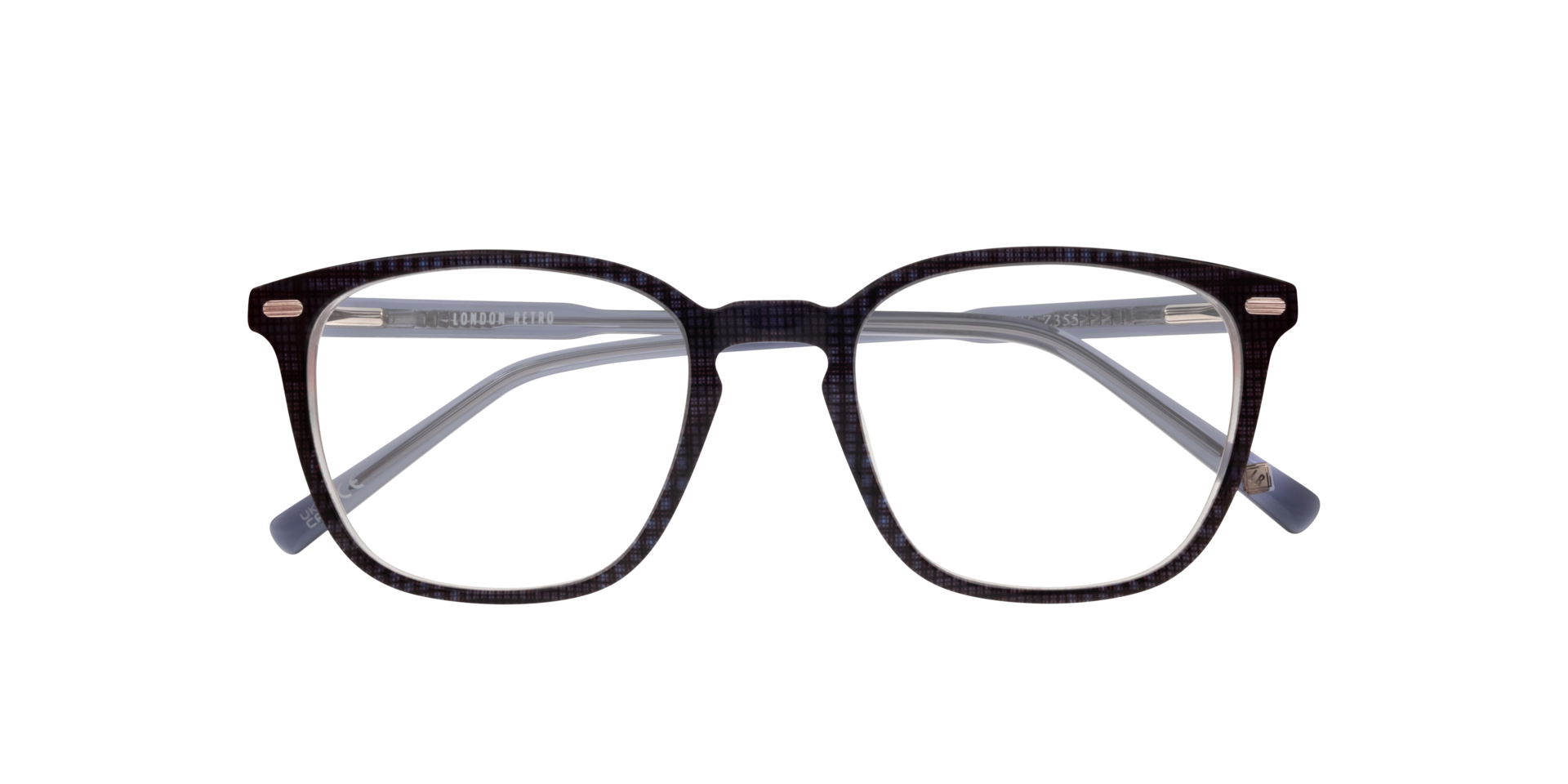 Harlesden Crystal Blue Tartan AcetateEyeglass Frames for Glasses Direct, Closed View