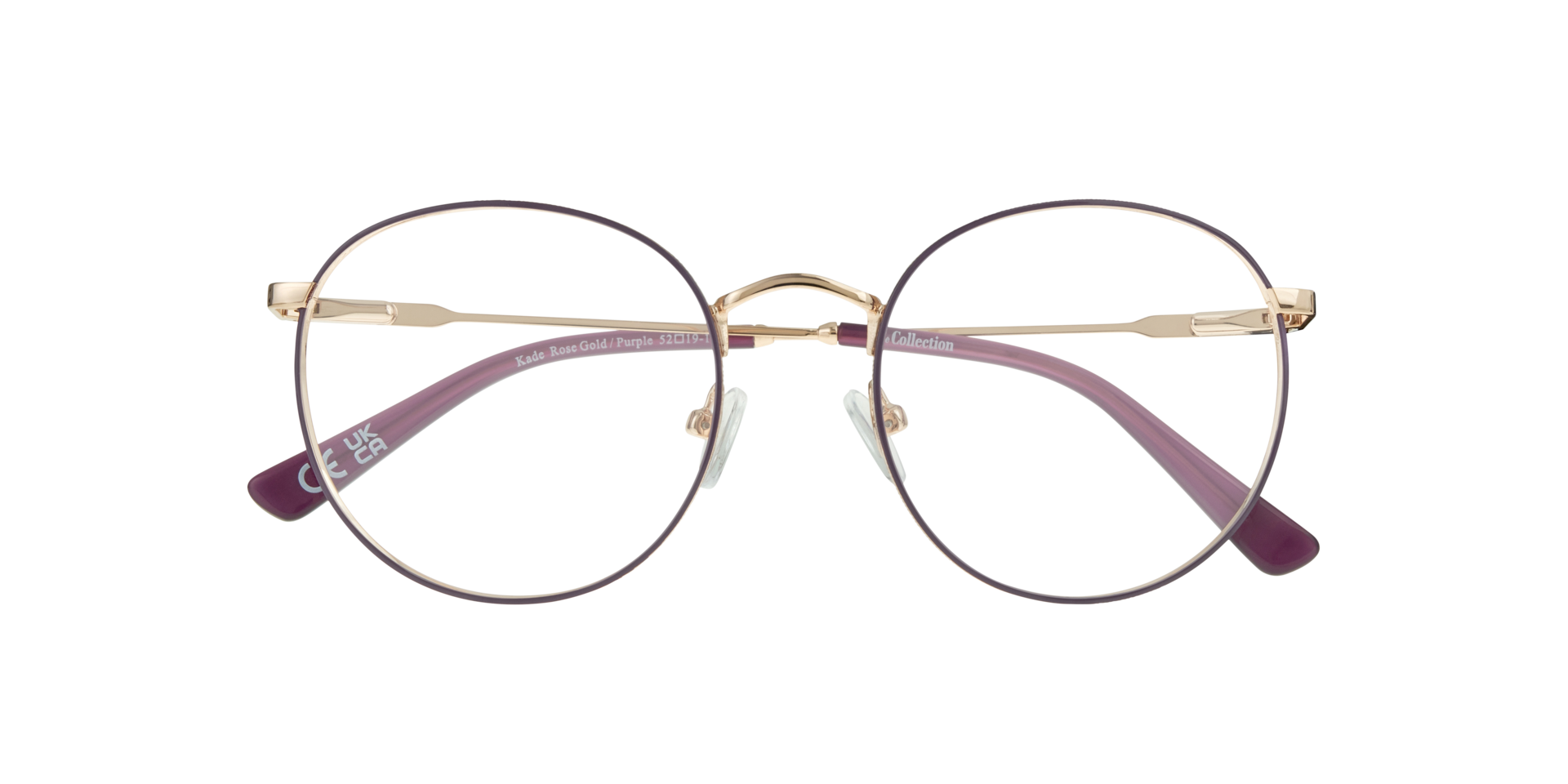 Kade Rose Gold & Purple MetalEyeglass Frames for Glasses Direct, Closed View