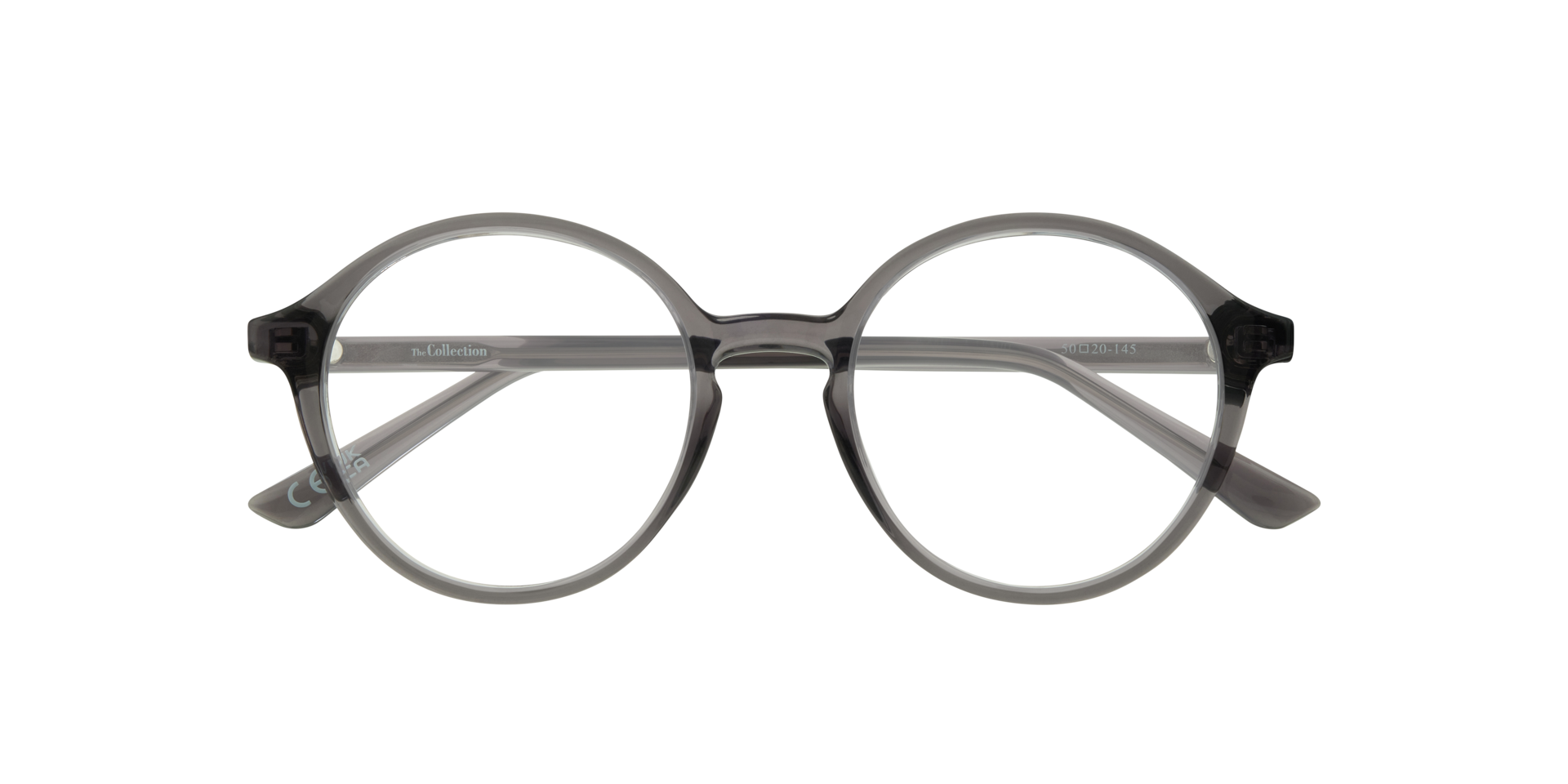 Kasia Crystal Grey PlasticEyeglass Frames for Glasses Direct, Closed View
